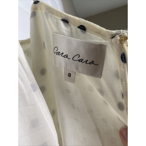 Cara Cara Womens 8 Ivory Linen Dress Polka Dot Maxi Dress Luxury - Picture 8 of 10